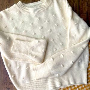 Vylette Women’s Sweater White with Raised Polka Dots. Cute & classy. Size XS.